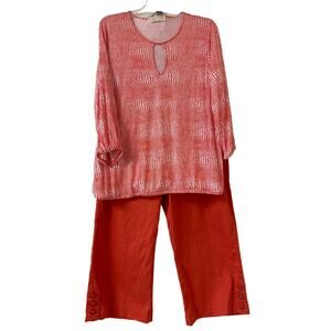 Michael Kors XL Orange & White Top, Coral Bay Size 18 Orange Capris